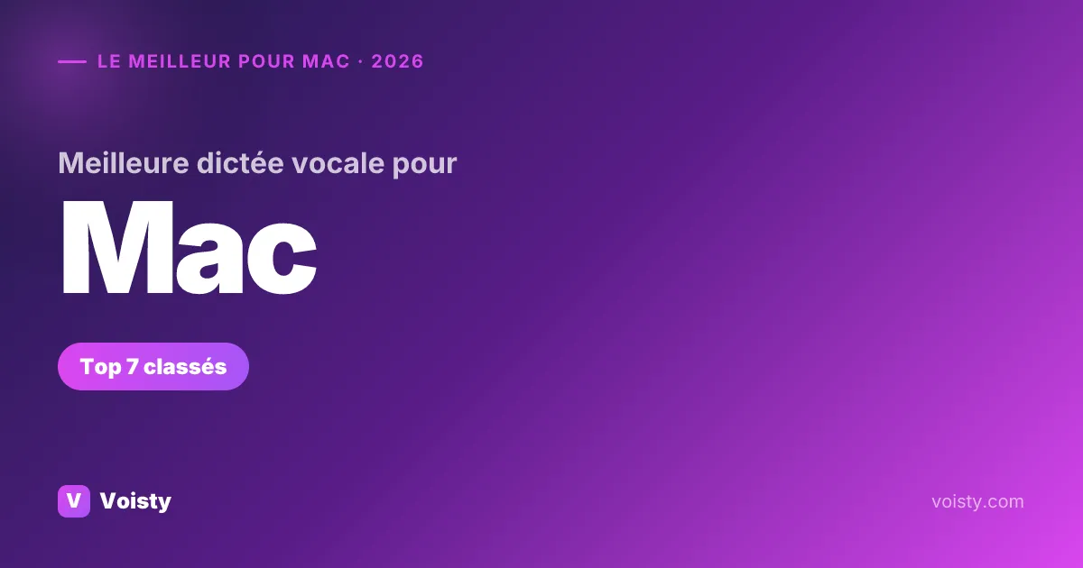 Meilleure dictée vocale pour Mac (2026) — top 7 comparés