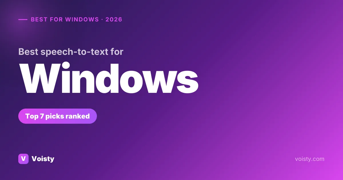 Best Speech-to-Text for Windows (2026) — 7 Top Picks Compared