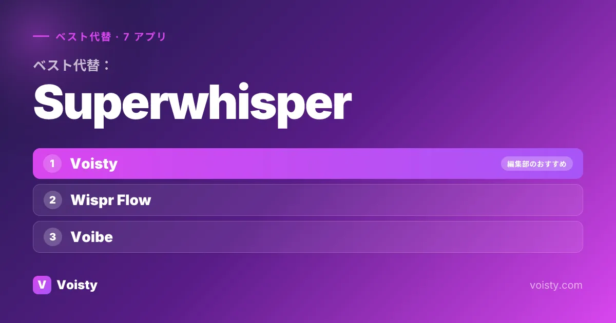 Superwhisperの最良の代替案