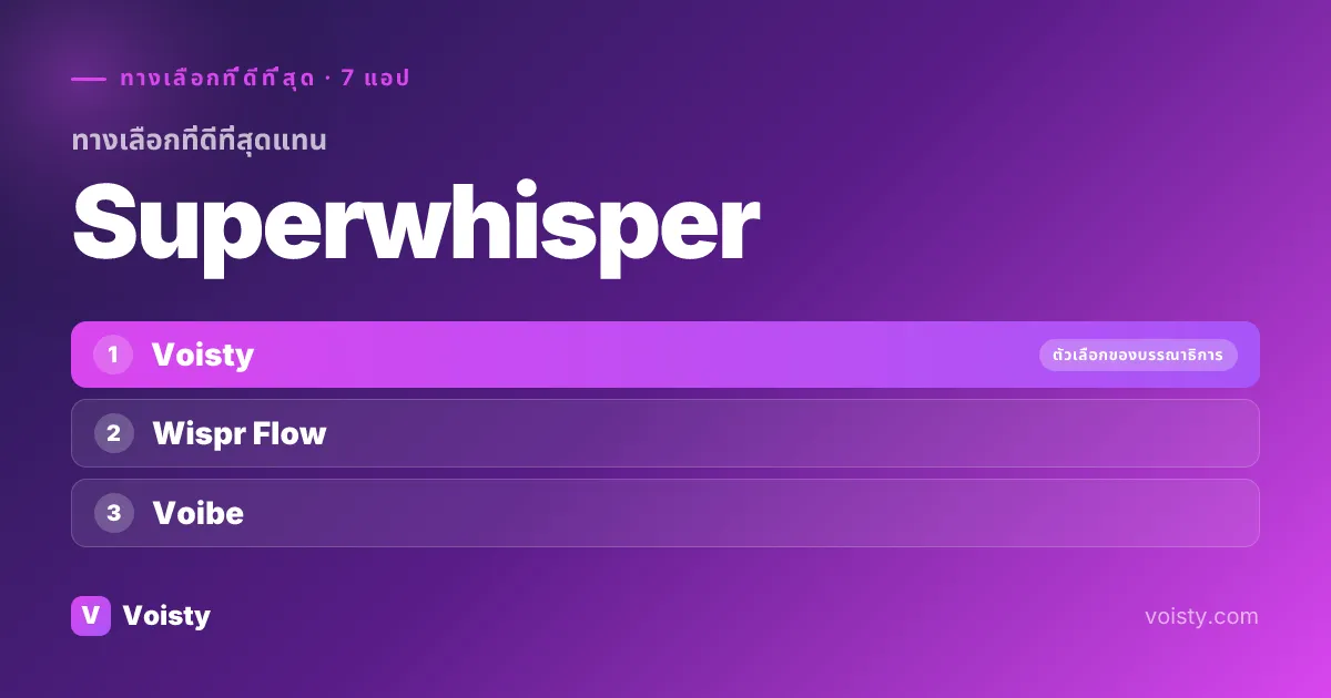 ทางเลือกที่ดีที่สุดของ Superwhisper