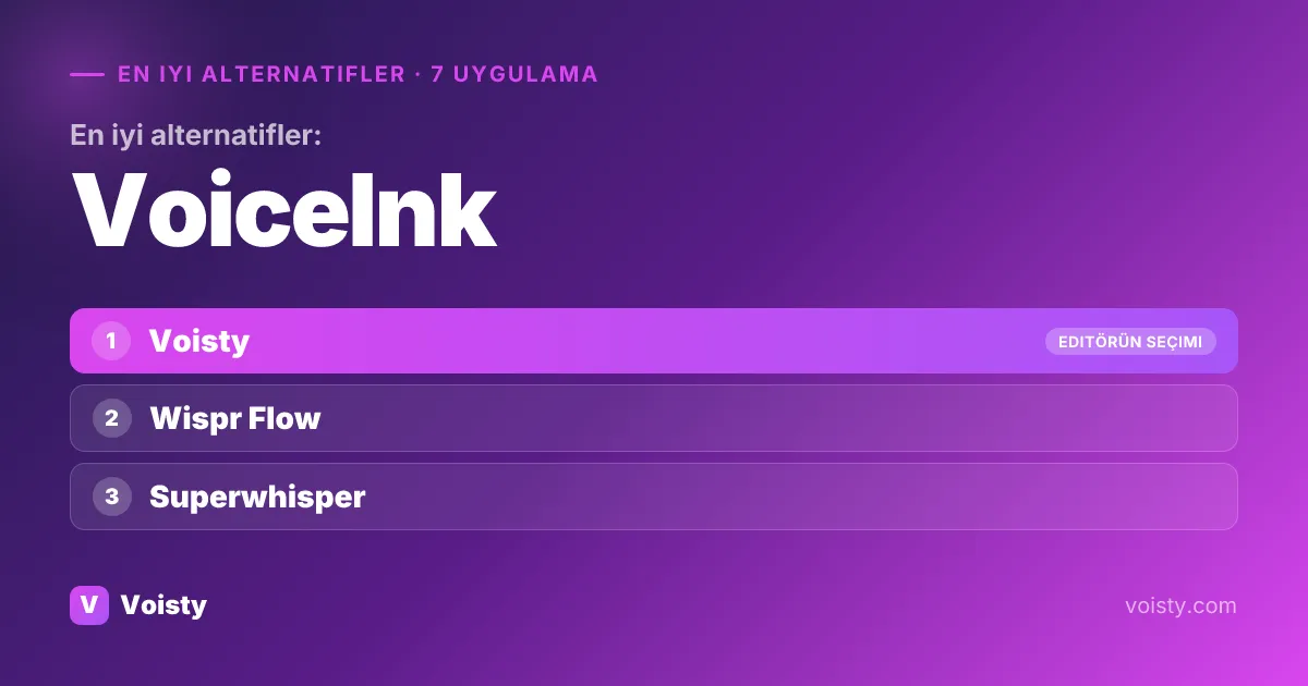 VoiceInk için en iyi alternatifler